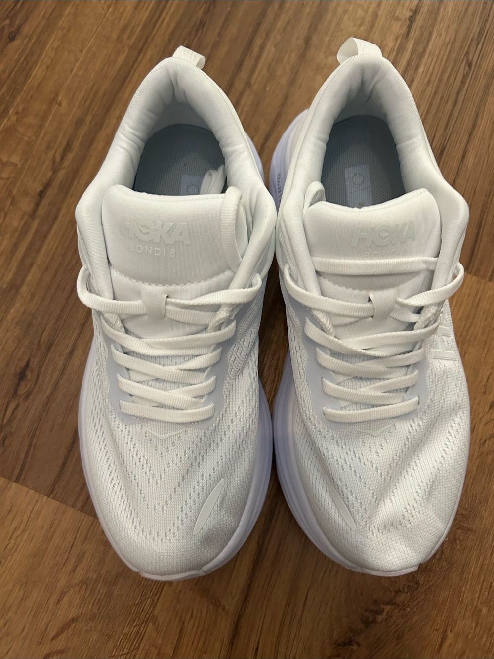Hoka Bondi 8 White Cushioned Running Shoes